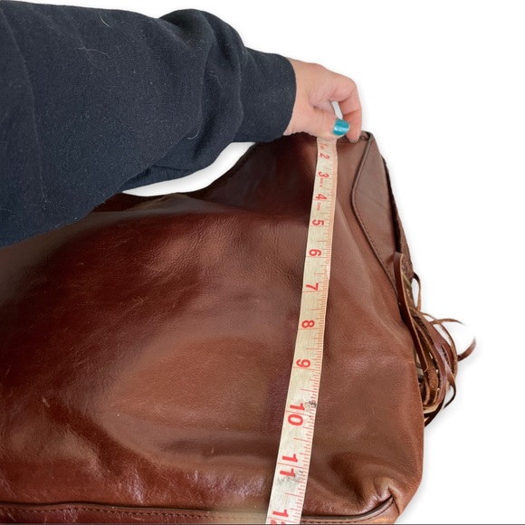 Cole Haan large brown hobo shoulder bag fringe tassel detail - Picture 14 of 14
